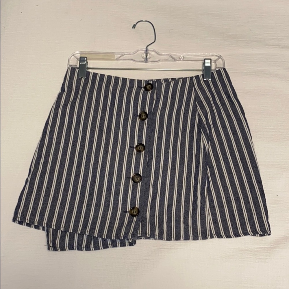 Striped Button Down Mini Skirt